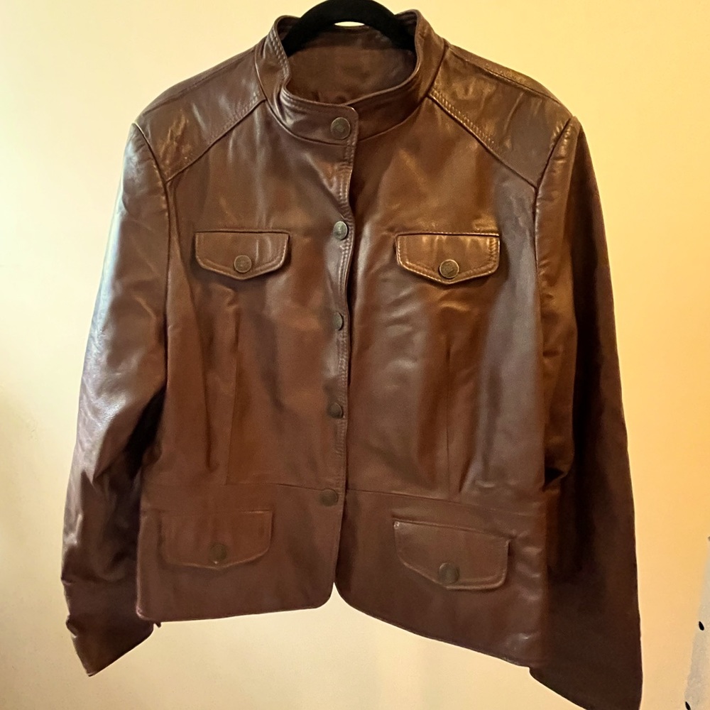 Vintage xl/xxl (Y2K) 100% leather chocolate brown jacket by The Leather Ranch